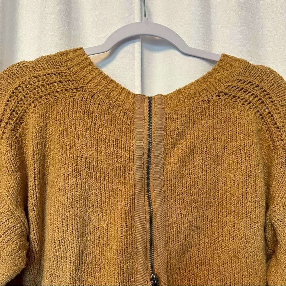 Abercrombie & Fitch Women’s Small Mustard Yellow Full Zip Back Sweater Cotton Bl - Picture 8 of 10